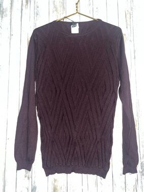 CNC Costume National Plum Crewneck Cable Knit Sweater